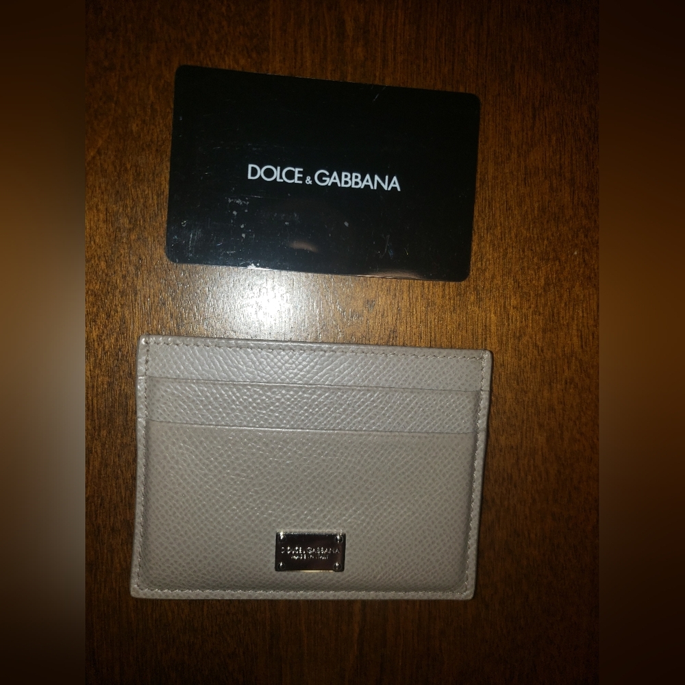 Dolce & Gabbana Taupe Leather Card Holder